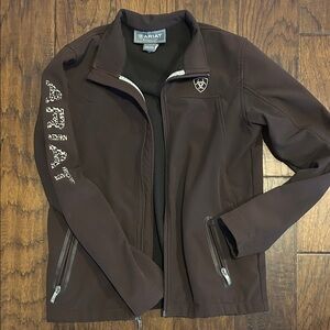 Ariat Chocolate Softshell Jacket Leopard Logo